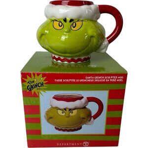 Dept 56 Dr Seuss Santa Grinch 32oz mug coffee tea soup figural stoneware holiday